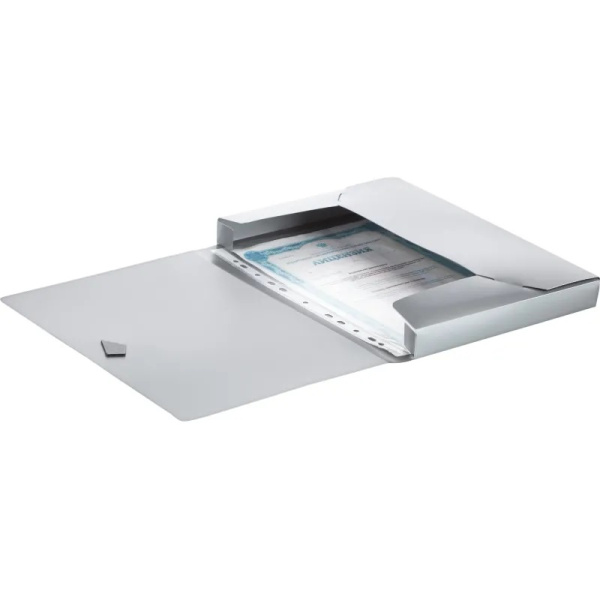 3_Папка-короб на резинках А4, корешок 40мм, пластик 0,8мм Attache Metallics, серый