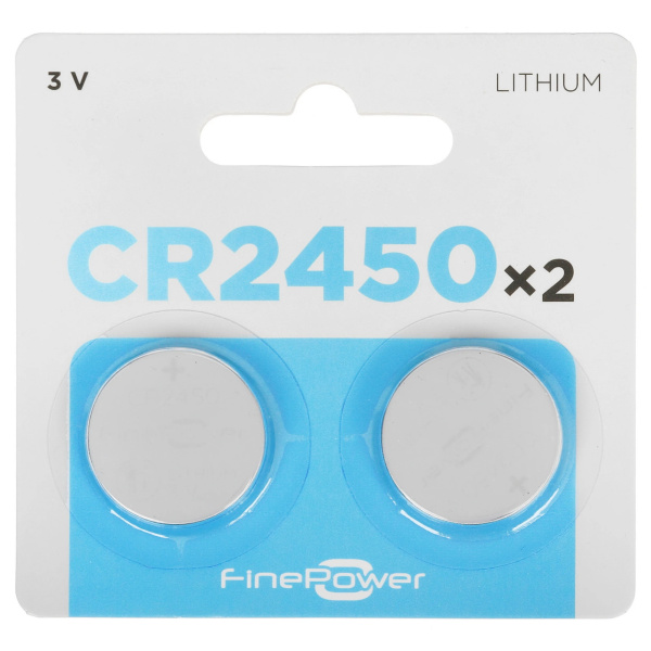 Батарейка (таблетка) CR2450-литиевая FinePower, 2шт на блистере