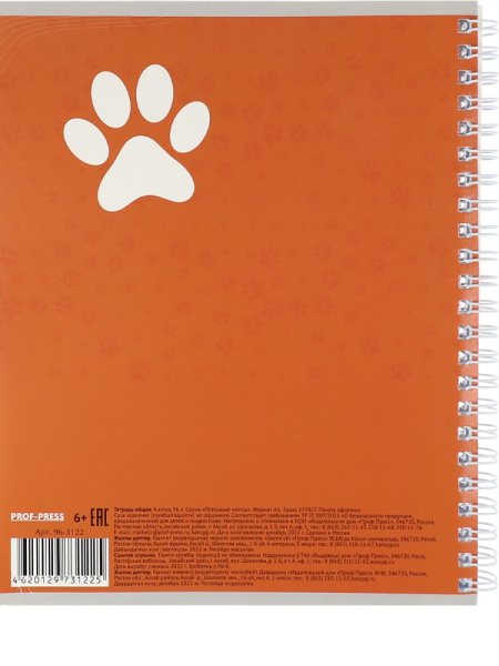 4_Тетрадь А5 96л клетка, гребень PROF-PRESS Потешные Мопсы