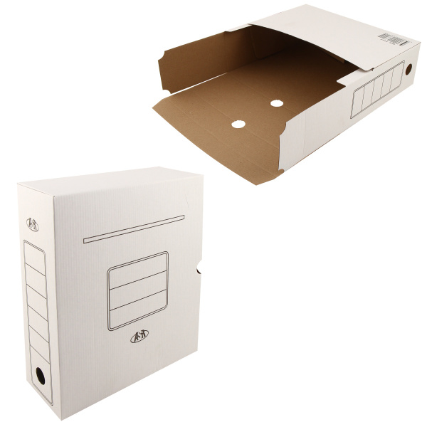 3_Короб архивный А4 100мм, клапан, микрогофрокартон ASR 7117, белый