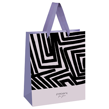 Пакет подарочный ламинированный 18*10*23см MESHU Black stripes