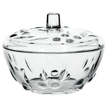 Сахарница с крышкой, диаметр 140мм, фактурное стекло PASABAHCE Perla, 97236