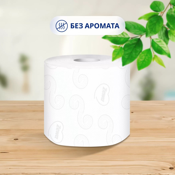 3_Туалетная бумага на втулке ZEWA Natural Comfort 3-х слойная, 8шт_14м белая