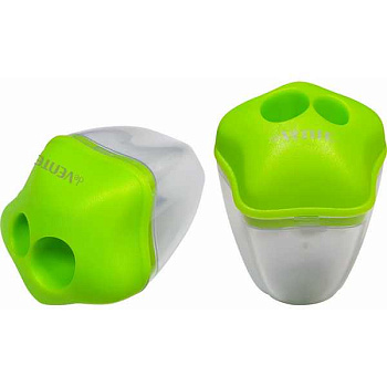 Точилка с контейнером, 2 отверствия deVENTE Glow in the Dark, из люминесцентного пластика, зеленая