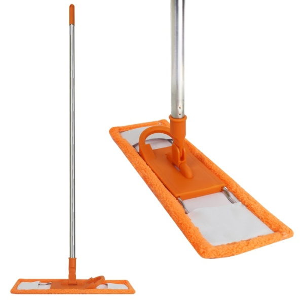 Швабра с насадкой из микрофибры, Умничка пластиковый держатель, оранжевая