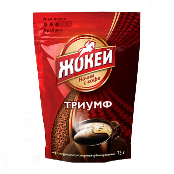 Кофе растворимый 75г ЖОКЕЙ Триумф, сублимированный, в мягкой упаковке
