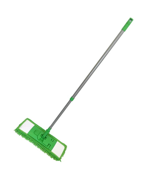 Швабра с насадкой из микрофибры, Умничка телеск.ручка 130см, пластиковый держатель, зеленая