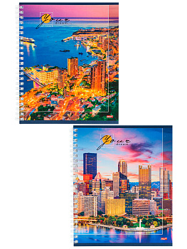 Тетрадь А5 96л клетка, гребень PROFIT Мегаполис мечты, ассорти