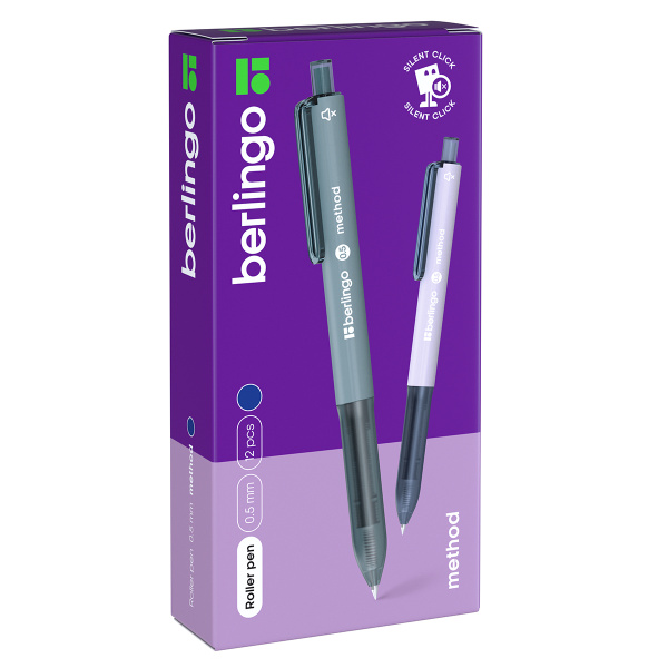 3_Ручка-роллер 0,5мм Berlingo Method СИНЯЯ, корпус ассорти
