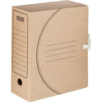 Короб архивный А4 100мм, на завязках, микрогофрокартон Attache Economy, бурый