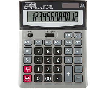 Калькулятор 12 разрядов Attache AF-445S 190*147*41мм, двойное питание