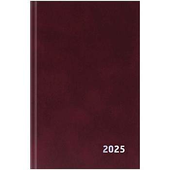 Ежедневник 2025 А5 BG, бумвинил, бордовый 168л