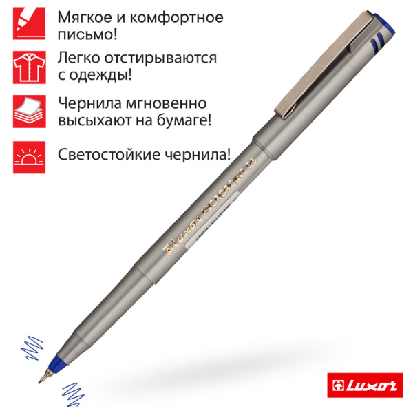 5_Ручка капиллярная 0,5мм СИНЯЯ Luxor Micropoint