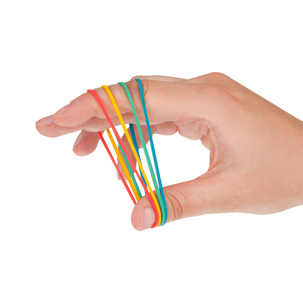 5_Резинки банковские универсальные 100гр OfficeSpace, диаметр 40мм, ассорти