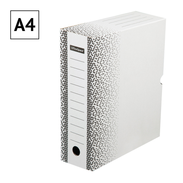 2_Короб архивный А4 100мм, клапан, микрогофрокартон OfficeSpace Standart, белый