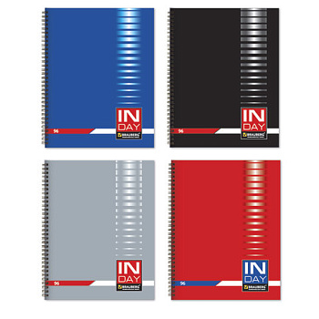 Тетрадь А5 96л клетка, гребень BRAUBERG InDay, ассорти