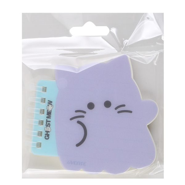 3_Блокнот А7 (95_92мм), 80л, спираль, линия, обложка пластиковая, deVENTE Ghost Meow, фигурный