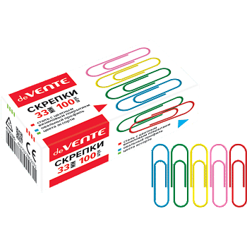 Скрепки 33мм цветные 100шт deVENTE