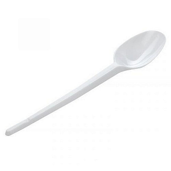 Ложка чайная одноразовая пластиковая 12,5см Ф, комплект 100шт, белая