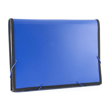 Портфель пластиковый A4 13 отделений, БЮРОКРАТ, пластик 0.7мм, с окантовкой, синий