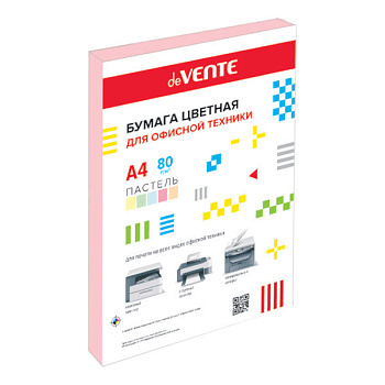 Бумага цветная А4 80 г/м2 розовая пастель (Pastel Pink) 50л deVENTE