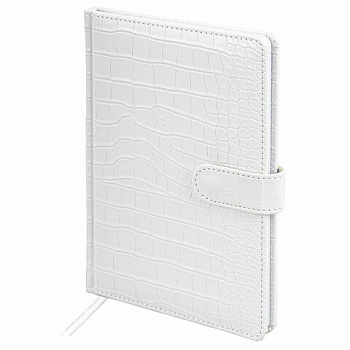 Еженедельник недатированный А5 (145*215мм) BRAUBERG Party, под кожу крокодила, белый 64л
