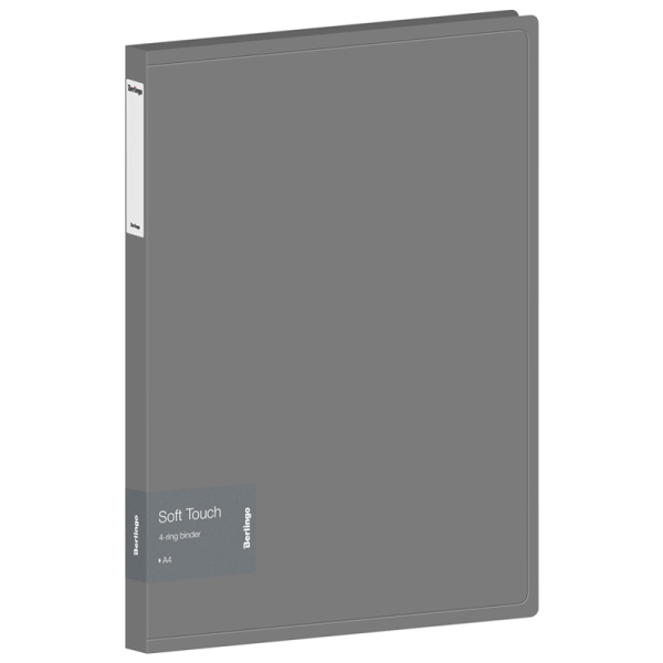 Папка на 4 кольцах, корешок 24мм, пластик 700мкм,  Berlingo Soft Touch, 24мм, серая