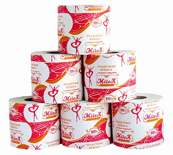 Туалетная бумага на втулке МИЛЕЯ 54м, 1-слойная