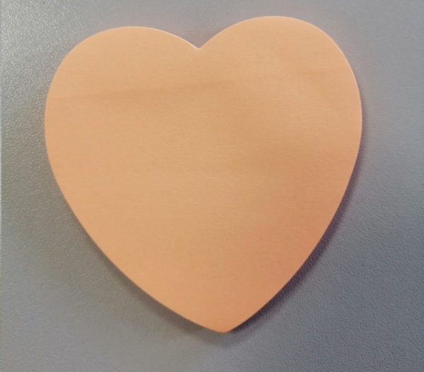 Блок самоклеящийся (стикеры), фигурный СЕРДЦЕ, 50л, 72_72мм, персиковый неон LAMARK