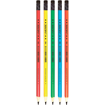 Карандаш чернографитный HB deVENTE, с ластиком, ассорти