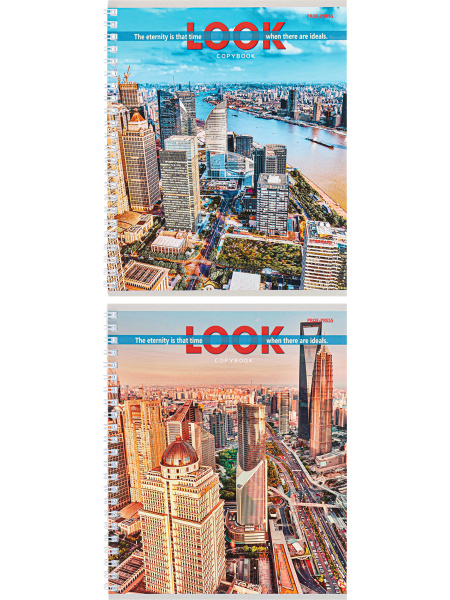 Тетрадь А5 48л клетка, гребень PROF-PRESS Вид на мегаполисы, ассорти