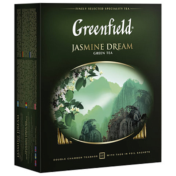 Чай пакетированный GREENFIELD Jasmine Dream, зеленый с жасмином, 100п*2г, 0586-09