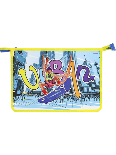 2_Папка на молнии А4 PROF-PRESS Урбан Скейт, непрозрачная пластиковая