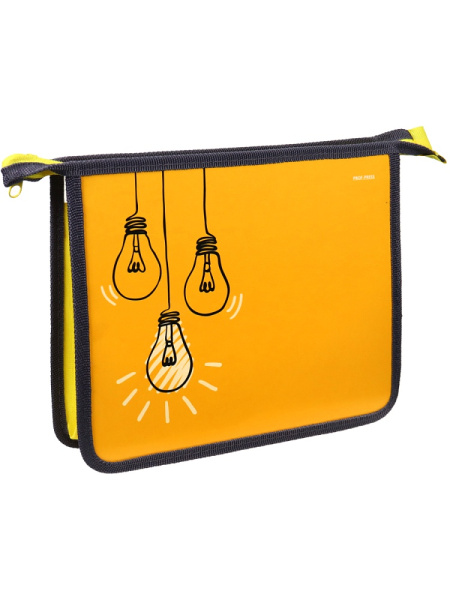 Папка на молнии А5 PROF-PRESS Три лампочки, непрозрачная картон+пластик
