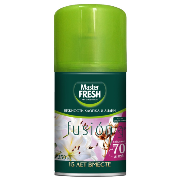 Освежитель воздуха MASTER FRASH Нежность хлопка и лилии 250мл, сменный аэрозоль РФ