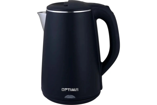 Чайник Optima EK-2002PS, 2л, 2000Вт, закрытый нагревательный элемент, черный