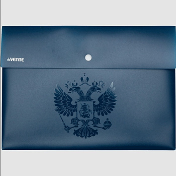 Папка-конверт на кнопке А4 0,30мм deVENTE, непрозрачная, темно-синяя с гербом