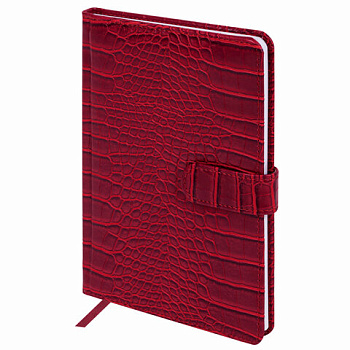 Еженедельник недатированный А5 (145*215мм) BRAUBERG Party, под кожу крокодила, красный 64л