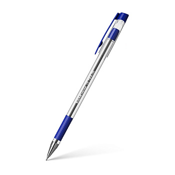 Ручка шариковая с резиновым упором 0,7мм ErichKrause Ultra L-30 СИНЯЯ, прозрачный корпус