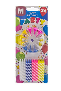 Свечи для торта с подставками, 10см, 24шт PARTY
