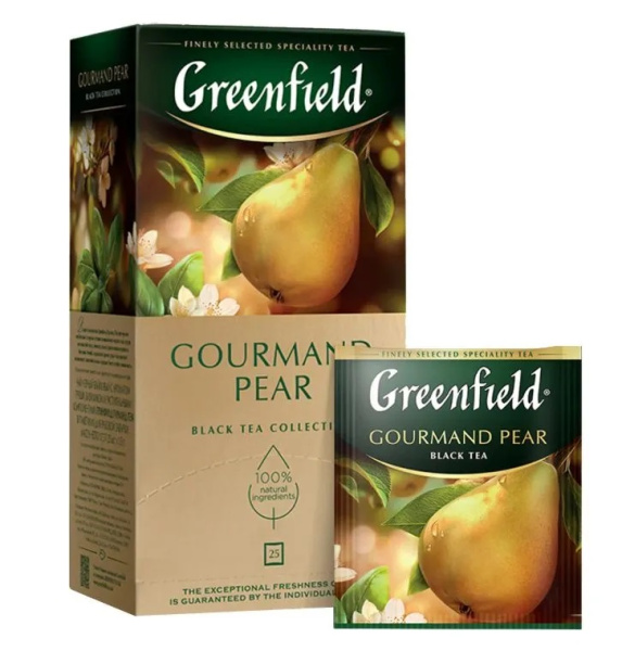 Чай пакетированный GREENFIELD Gourmand Pear, черный c гибискусом, грушей и базиликом, 25п_2г