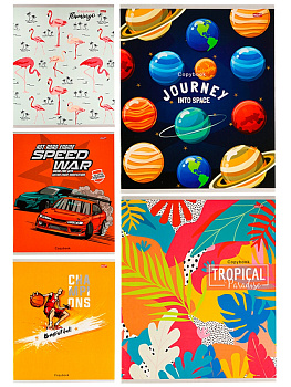 Тетрадь А5 48л клетка, скоба PROFIT Микс-6084, ассорти