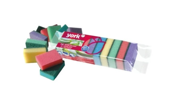 Губка для мытья посуды 10шт, 29_90_60мм YORK Джамбо