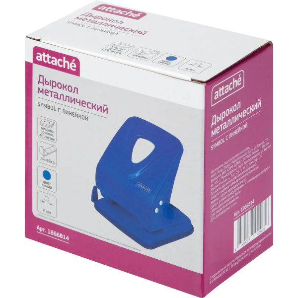 110_Дырокол до 40л Attache Symbol, металлический, синий