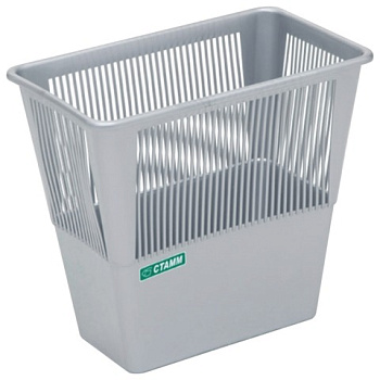 Корзина для бумаг 12л СТАММ КР32, прямоугольная, сетчатая, серая