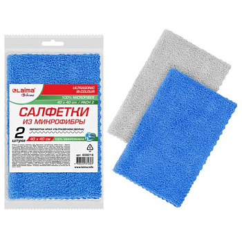 Салфетки хозяйственные 40*40см, микрофибра, 2шт ЛАЙМА home Ultrasonic Bi-Colour