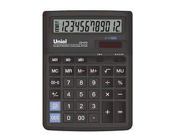 Калькулятор 12 разрядов Uniel UD-610 193*143мм черный