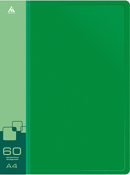 Папка 60 вкладышей БЮРОКРАТ, пластик 0,7мм, зеленая