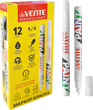 Маркер-краска лаковый (paint marker) deVENTE Repair&Craft 1мм, нитро-основа, белый