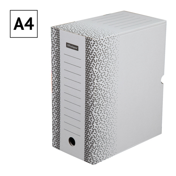 2_Короб архивный А4 150мм, клапан, гофрокартон OfficeSpace Standart, белый